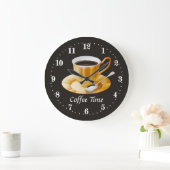 Grande Horloge Ronde heure du café mignon ajouter du texte (Maison)