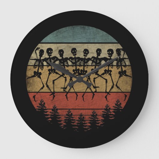 GRANDE HORLOGE RONDE HEUREUX HALLOWEEN SKELETON DANSE (Recto)