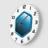 Grande Horloge Ronde Hexagon bleu (Angle)