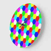 GRANDE HORLOGE RONDE HEXAGONS COLORÉS (Angle)