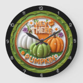 Grande Horloge Ronde Hey There Illustration Citrouille (Recto)