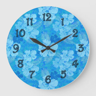 Grande Horloge Ronde Hibiscus Flowers