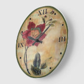Grande Horloge Ronde Hibiscus victorien ancien avec chiffres romains (Angle)