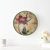 Grande Horloge Ronde Hibiscus victorien ancien avec chiffres romains (Maison)