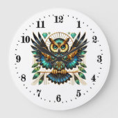 Grande Horloge Ronde hibou art déco élégant (Recto)