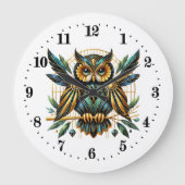 Grande Horloge Ronde hibou art déco élégant (Recto)
