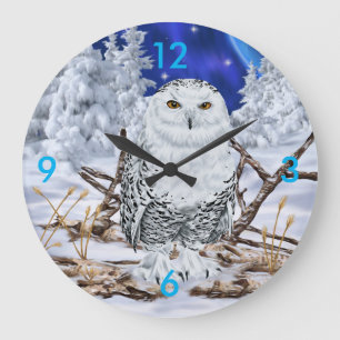 Grande Horloge Ronde Hibou des neiges