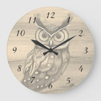 Hibou Sepia Bois Beige Chiffres rustiques
