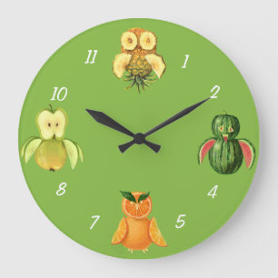 Grande Horloge Ronde Hiboux de fruit