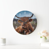 Grande Horloge Ronde Highland Cow (Maison)