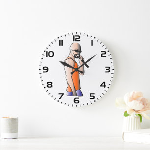Grande Horloge Ronde Hip hop cool Bald Guy Singer avec microphone
