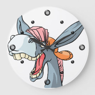 Grande Horloge Ronde HipHop Cartoon Donkey Wall Clock