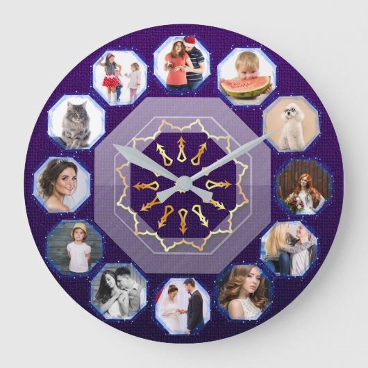 Grande Horloge Ronde Histoires célestes - Collage de famille géométriqu (Recto)