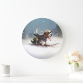 Grande Horloge Ronde hiver de neige de Noël beagle (Maison)