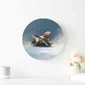 Grande Horloge Ronde hiver de Noël du Labrador (Maison)