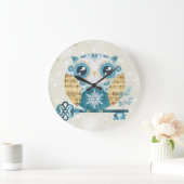 Grande Horloge Ronde Hivernal Wonderland Owl (Maison)