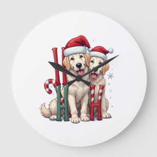 Grande Horloge Ronde Ho Ho Ho Grand Pyrenees Amoureux des Chiens Noël S
