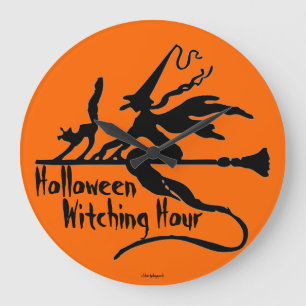 GRANDE HORLOGE RONDE HOLLOWEEN DECORATIONS - WITCHING HOUR CLOCK - POIS