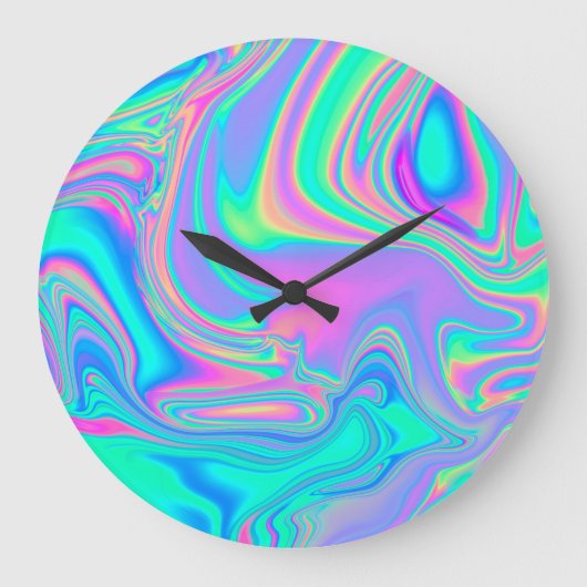 Grande Horloge Ronde Holographie Iridescente : Neon Marbled Texture (Recto)