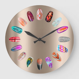 Grande Horloge Ronde Holotique de la boutique Nails Studio Rose Rose