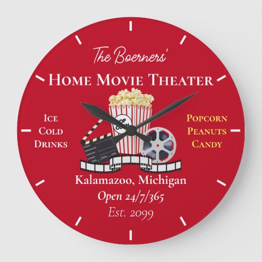 Grande Horloge Ronde Home Film Theatre Popcorn Clapperboard Film Round (Recto)