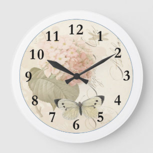 Grande Horloge Ronde Hometime Old-Style Roses Rouges Antiques Rétro
