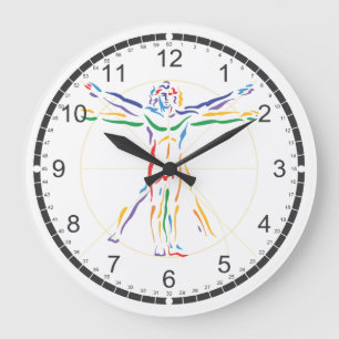Grande Horloge Ronde Homme d'anatomie de DaVinci dans des couleurs de