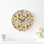 Grande Horloge Ronde Honey Bee Beehive Golden Yellow Vintage Organic (Maison)