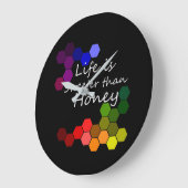 Grande Horloge Ronde Honey Theme With Positive Words (Angle)