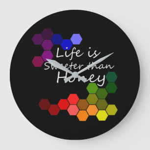 Grande Horloge Ronde Honey Theme With Positive Words