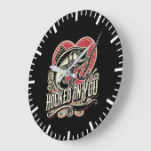 Grande Horloge Ronde Hooked On You - Saint Valentin Pêche (Angle)