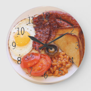 Grande Horloge Ronde Horaire complet du petit déjeuner anglais