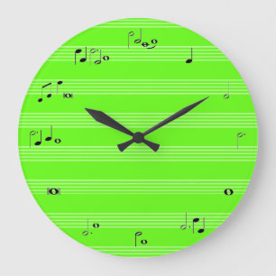 Grande Horloge Ronde Horodateur de musicien - vert de néon