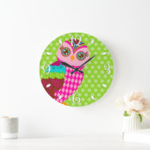 Grande Horloge Ronde How Now Pink Owl Wall Clock (Maison)