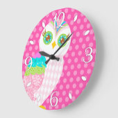 Grande Horloge Ronde How Now White Owl Wall Clock (Angle)