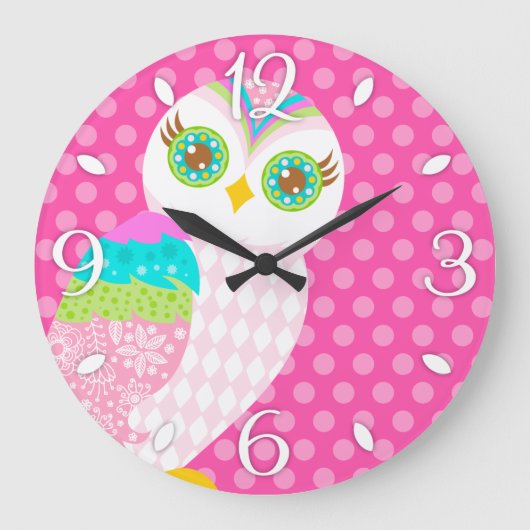 Grande Horloge Ronde How Now White Owl Wall Clock (Recto)