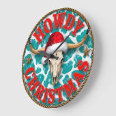 Grande Horloge Ronde Howdy Christmas Longhorn Skull (Angle)
