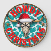 Grande Horloge Ronde Howdy Christmas Longhorn Skull (Recto)