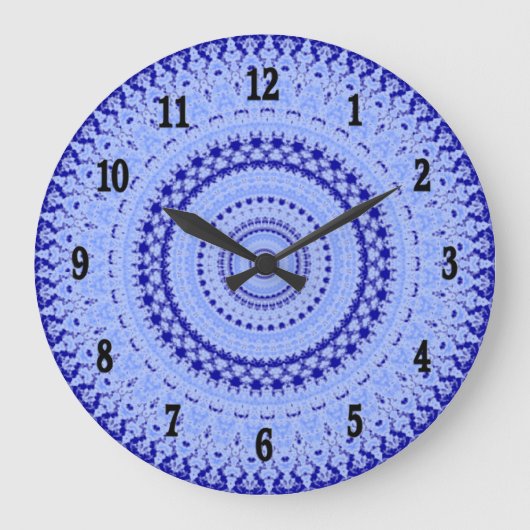 Grande Horloge Ronde Hues of Blue Country Kitchen Wall Clock (Recto)