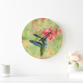 Grande Horloge Ronde Hummingbird and Pink Lily on Floral (Maison)