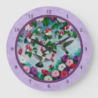 Hummingbirds Rose Fuchsia Flowers Lavender
