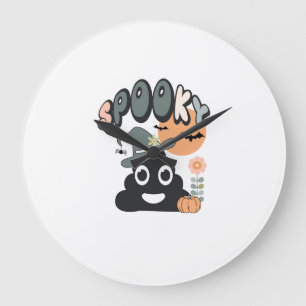 Grande Horloge Ronde Humour de salle de bain drôle Mignon Rétro Hallowe