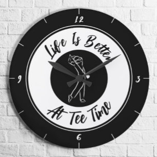 Grande Horloge Ronde Humour sur le temps de départ de golfeur Golf Spor