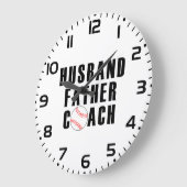 Grande Horloge Ronde Husband Father Coach Baseball Dad Quote (Angle)