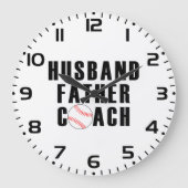 Grande Horloge Ronde Husband Father Coach Baseball Dad Quote (Recto)