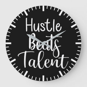 Grande Horloge Ronde Hustle Beats Talent - Succès Gym Motivationnel