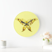 Grande Horloge Ronde HYPER BUTTERFLY,yellow (Maison)