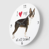 Grande Horloge Ronde I Love my Boston Terrier (Angle)