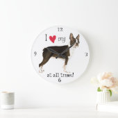 Grande Horloge Ronde I Love my Boston Terrier (Maison)