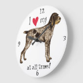 Grande Horloge Ronde I Love my German Wirehaired Pointer (Angle)